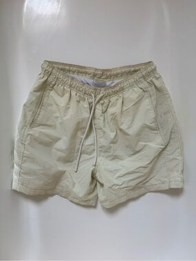 Men's Lightweight Drawstring Swim Trunks in Light Cream